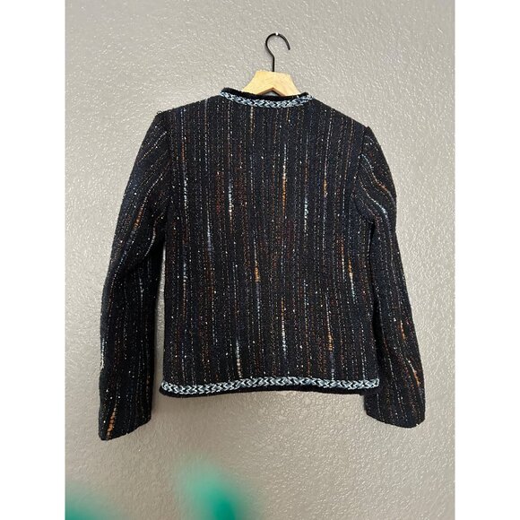 SANDRO TWEED DOUBLE BREASTED JACKET WOVEN BRAID TRIM SIZE 34 - Picture 5 of 6